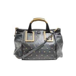Auth Chloe Black Leather Ethel Tote Bag for